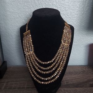Handmade 5 layered Rhine stoned beaded necklace